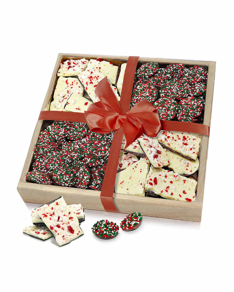 Holiday Belgian Chocolate Bark & Nonpareil Gift Tray
